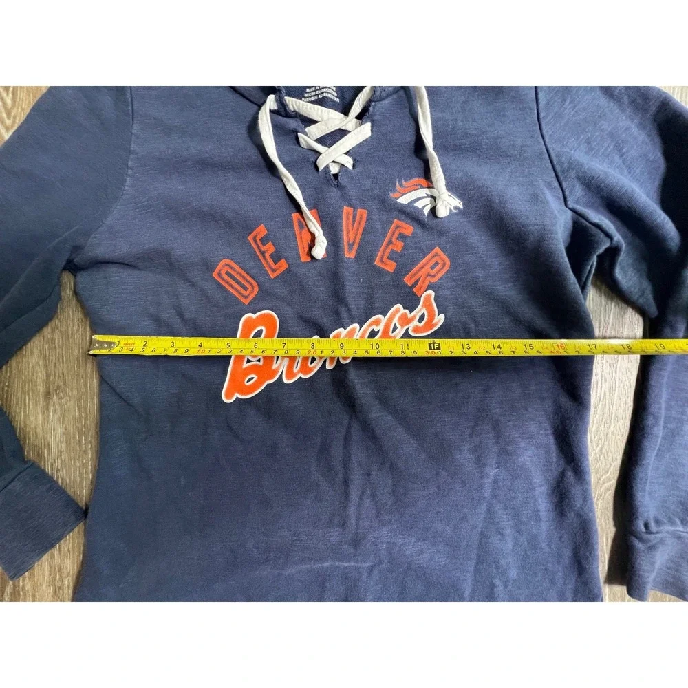Majestic Denver Broncos Pullover Womens Medium‎ Navy Blue Lace Up Top